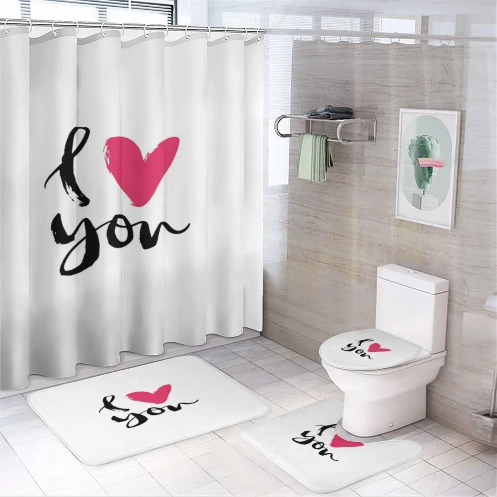 Hand Drawn Design Romantic — 4-Piece Bathroom Set preview