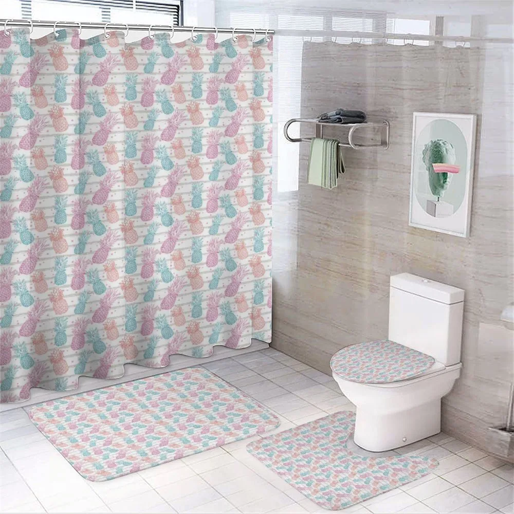 Colorful Pineapple Sketch — 4-Piece Bathroom Set preview