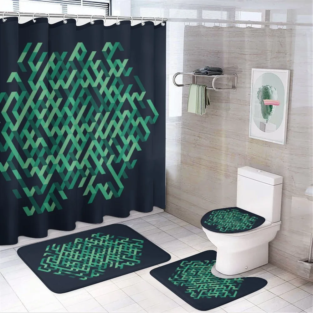 Ombre Maze Lines — 4-Piece Bathroom Set preview