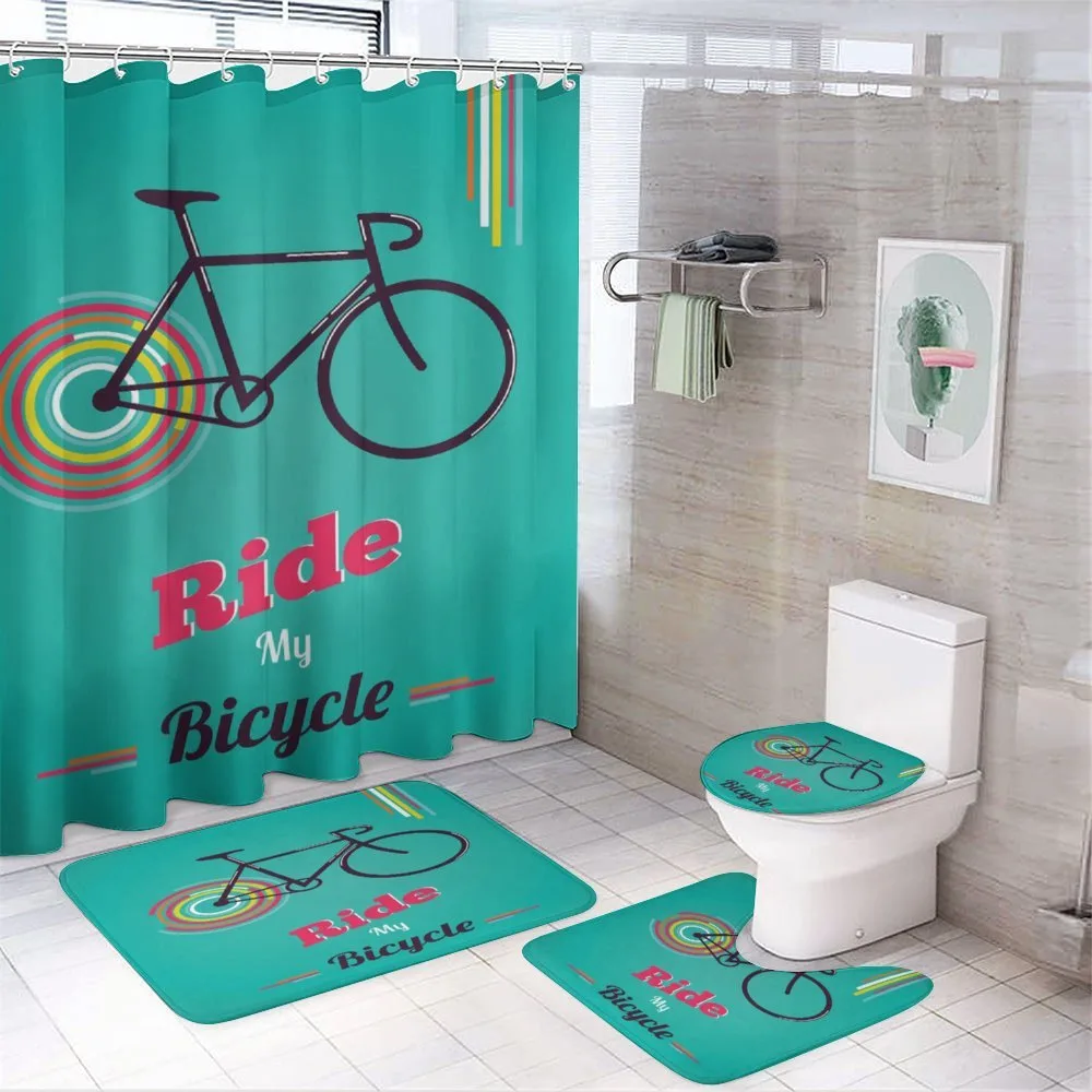 Retro Bicycle Design — 4-Piece Bathroom Set preview