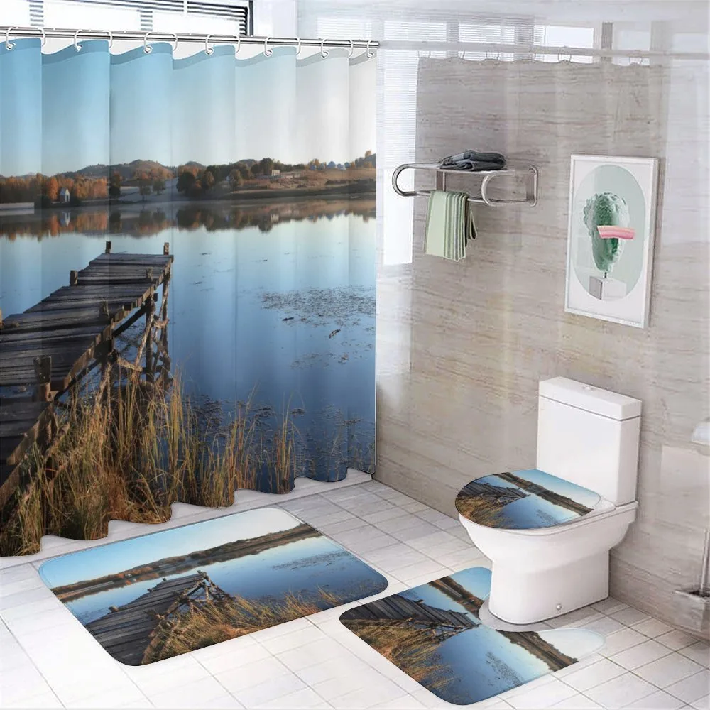 Tranquil Lake Idyllic Pier — 4-Piece Bathroom Set preview