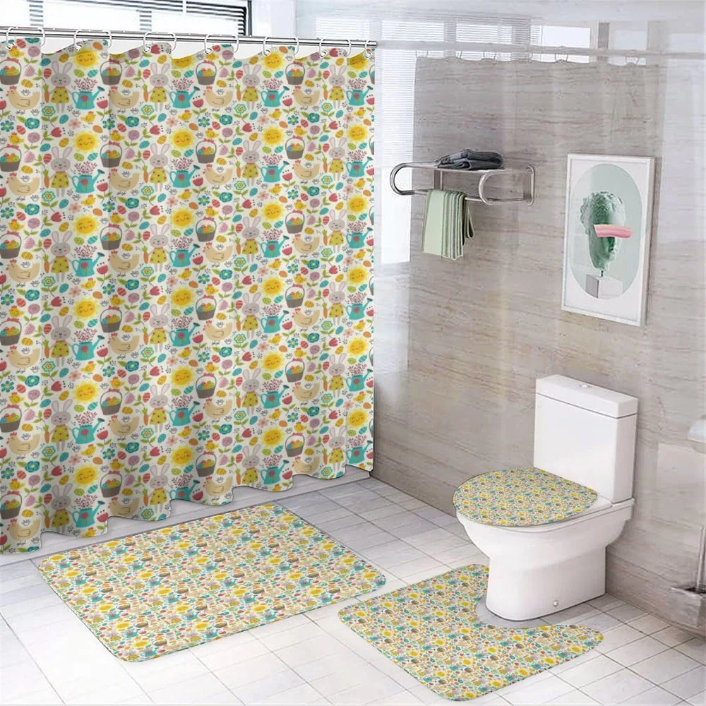 Easter Chick Eggs Sun Floral — 4-Piece Bathroom Set preview