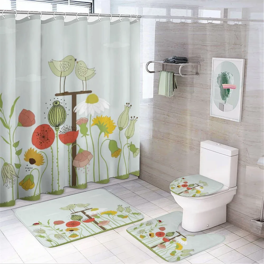 Sketch Botany Birds — 4-Piece Bathroom Set preview