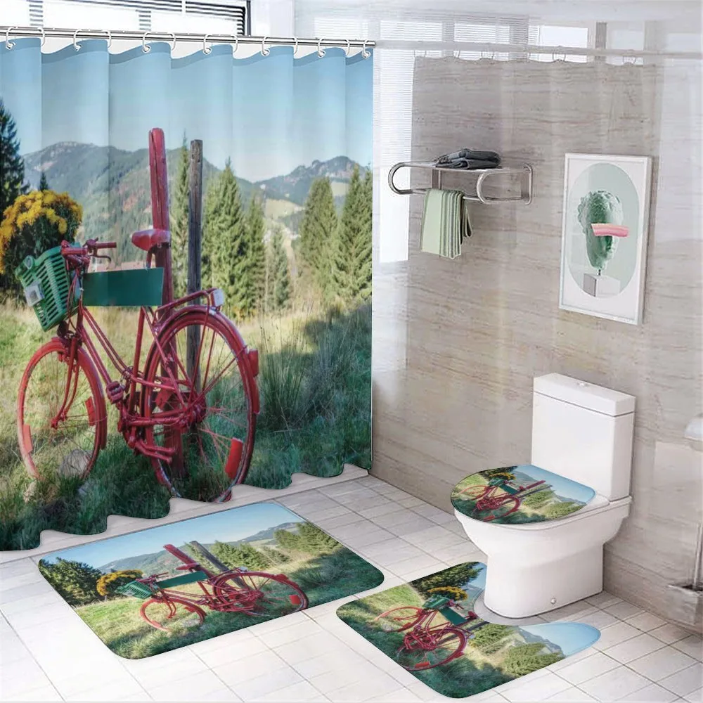 Mountain Landscape and Bike — 4-Piece Bathroom Set preview