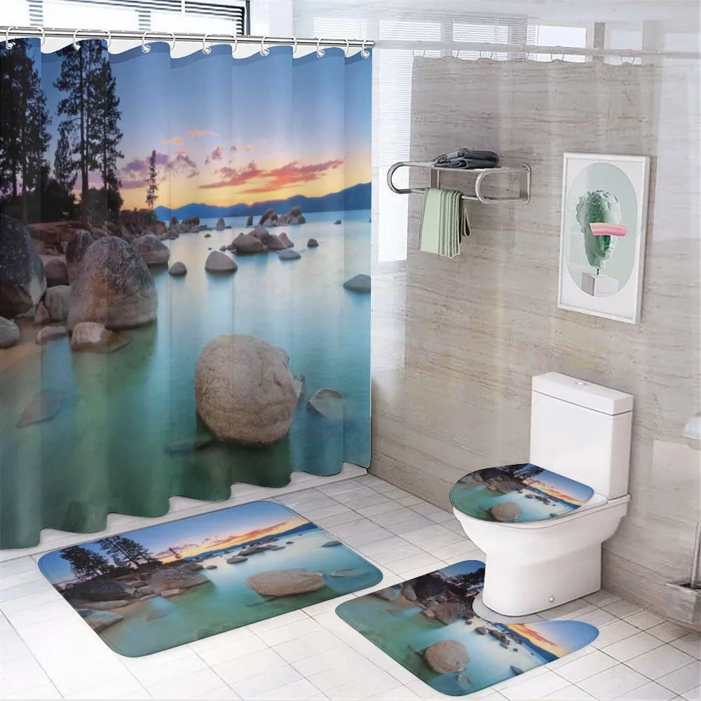 Romantic Lake Sunset — 4-Piece Bathroom Set preview