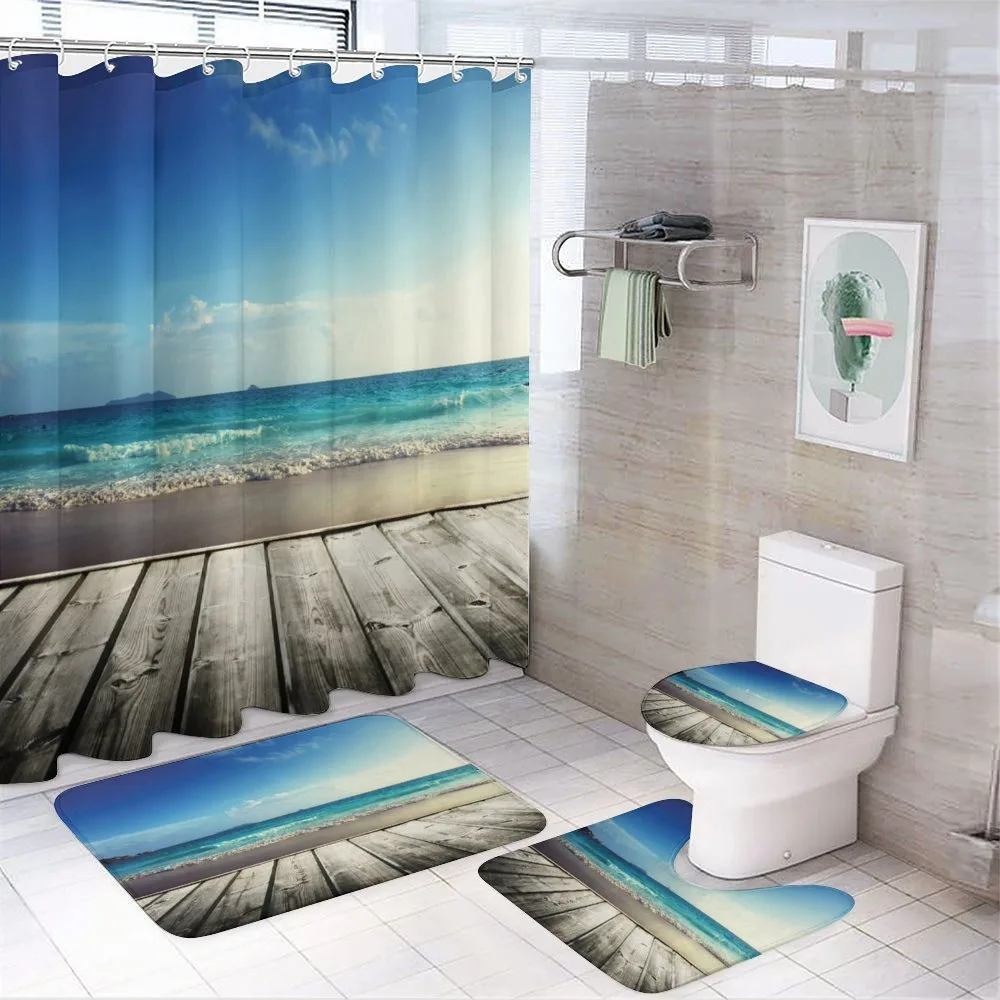 Weathered Beach Waves — 4-Piece Bathroom Set preview