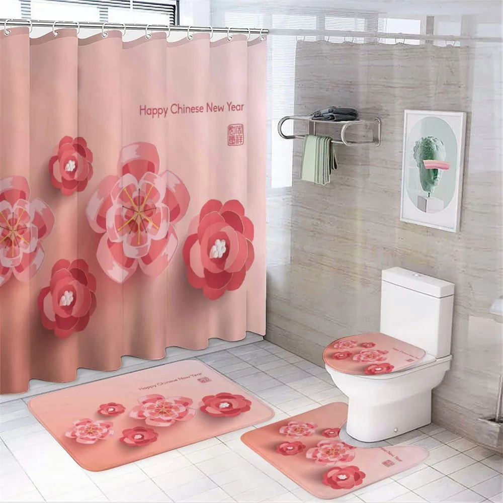 Pink Blossoms — 4-Piece Bathroom Set preview