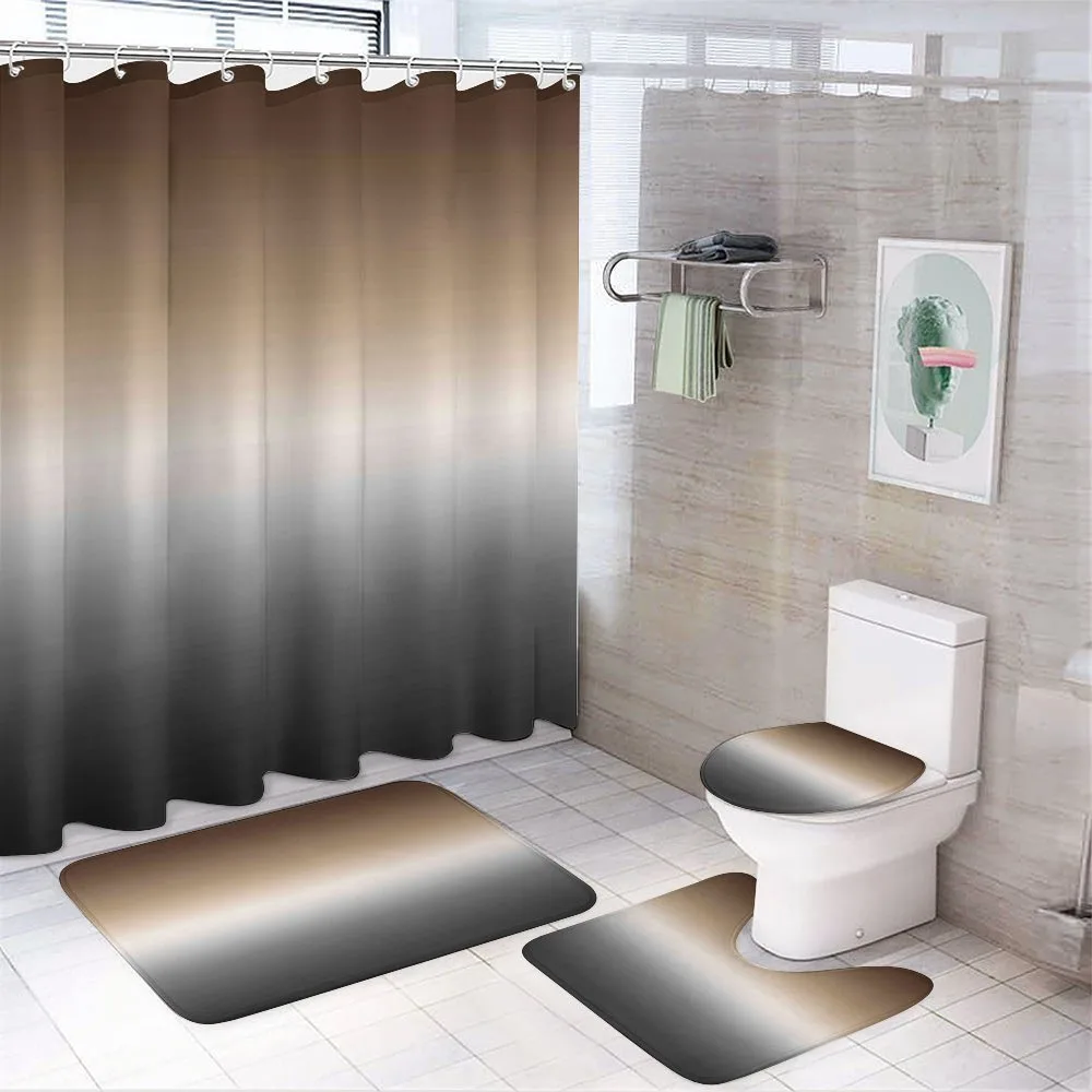 Brown and Grey Pattern — 4-Piece Bathroom Set preview