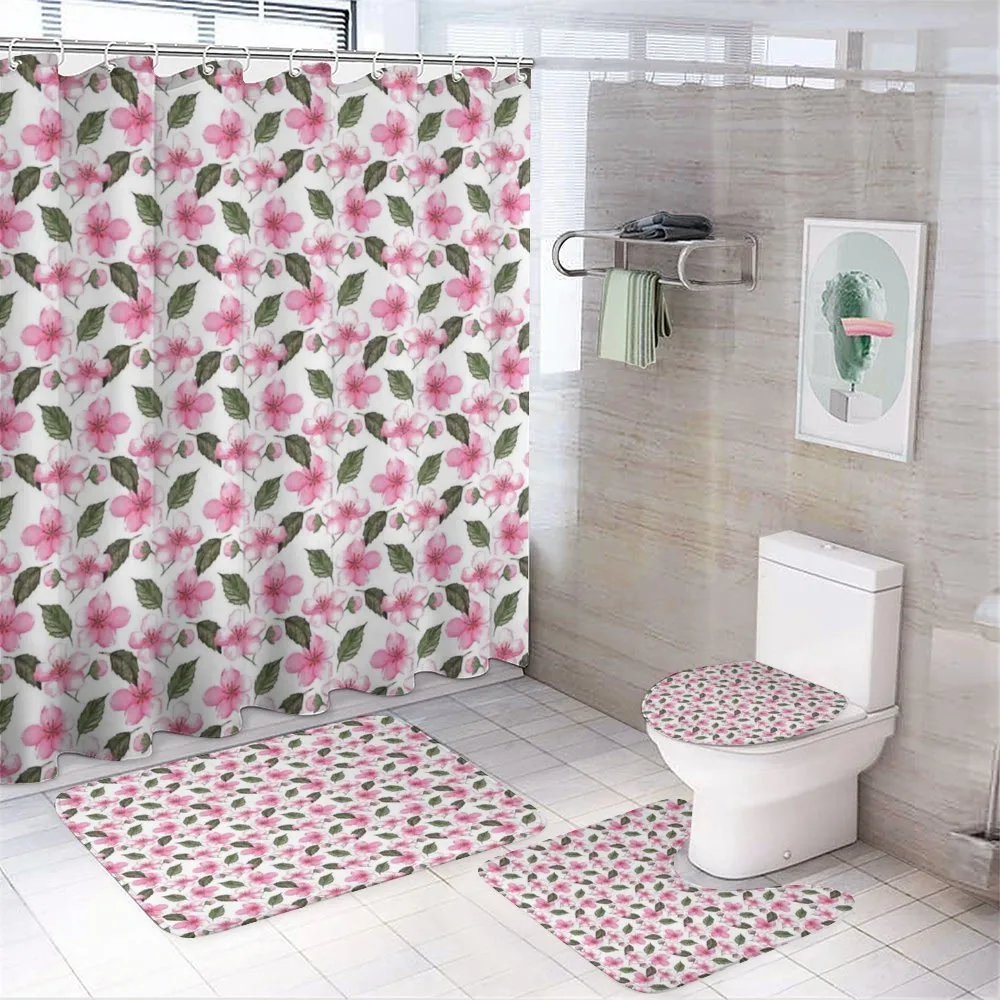 Watercolor Sakura Design — 4-Piece Bathroom Set preview
