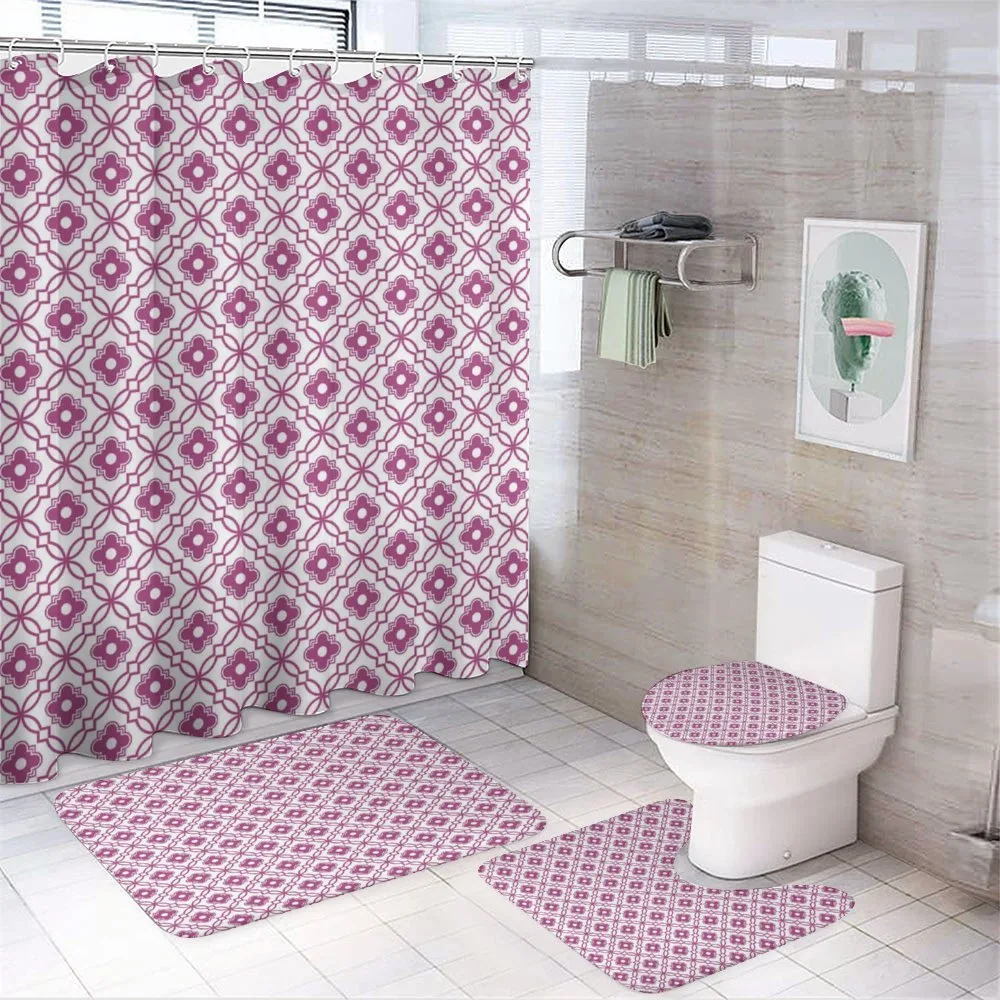 Purple Floral Motifs — 4-Piece Bathroom Set preview