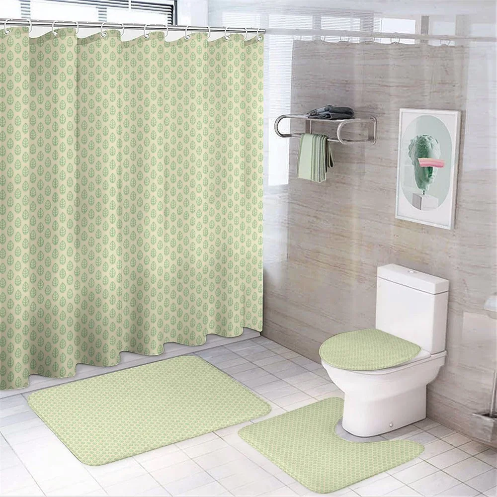 Geometric Spring Leaves — 4-Piece Bathroom Set preview