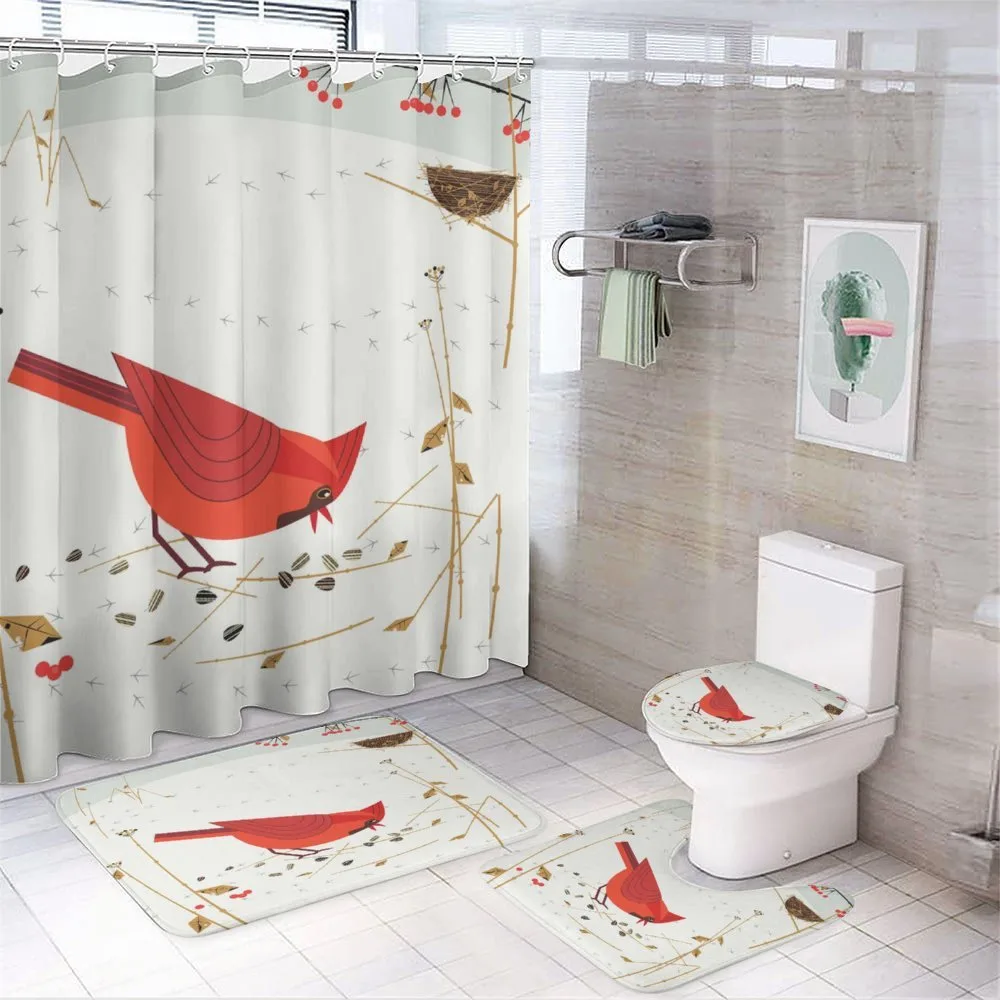 Red Cardinal in Autumn — 4-Piece Bathroom Set preview