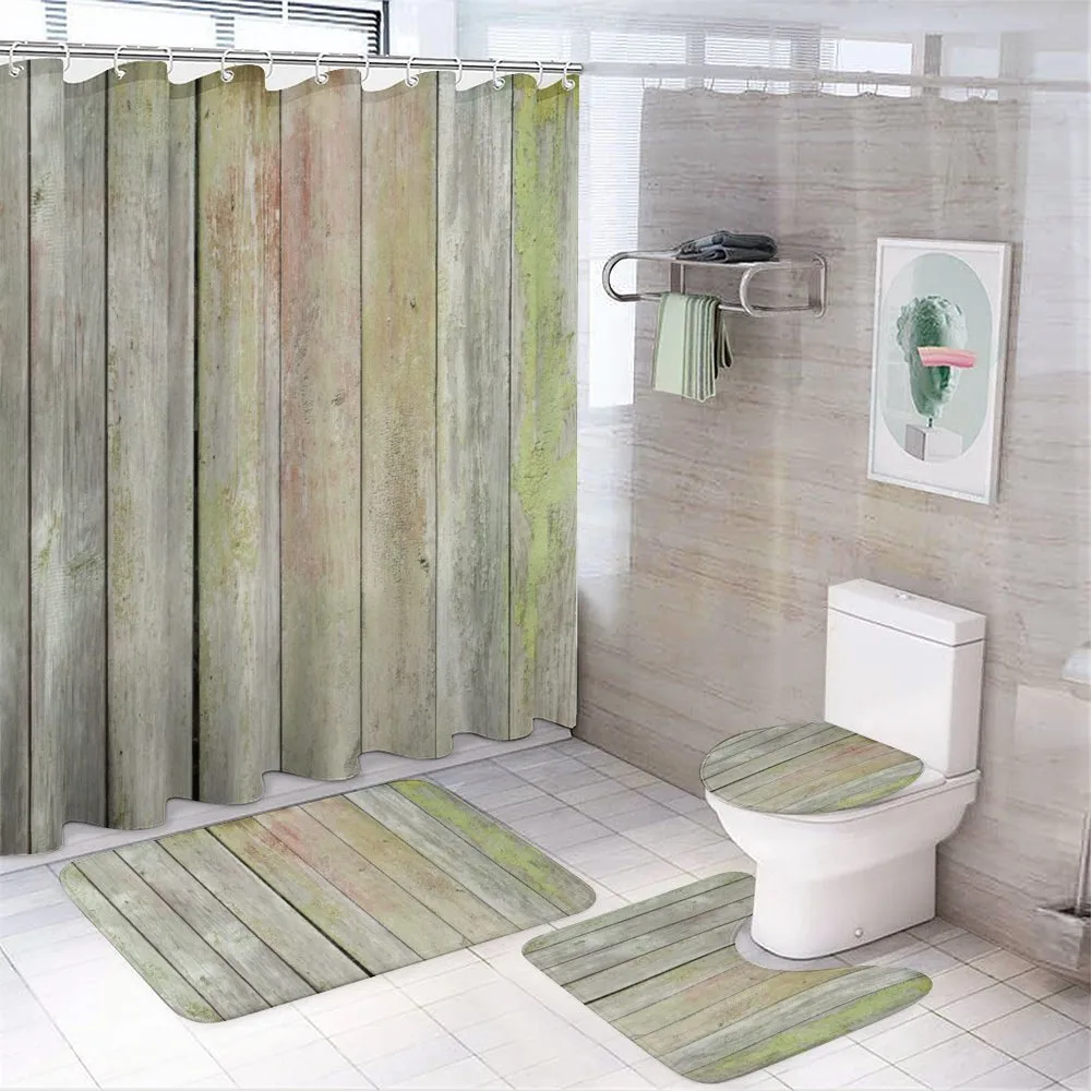 Old Rural Grungy Wooden Fence — 4-Piece Bathroom Set preview