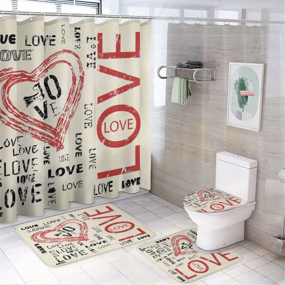 Vintage Love Lettering — 4-Piece Bathroom Set preview