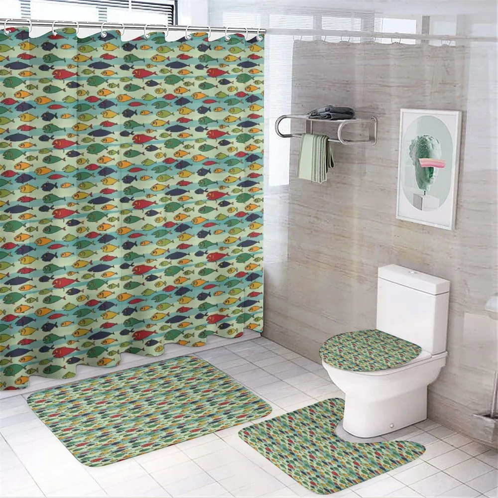 Hungry Piranhas in Ocean — 4-Piece Bathroom Set preview