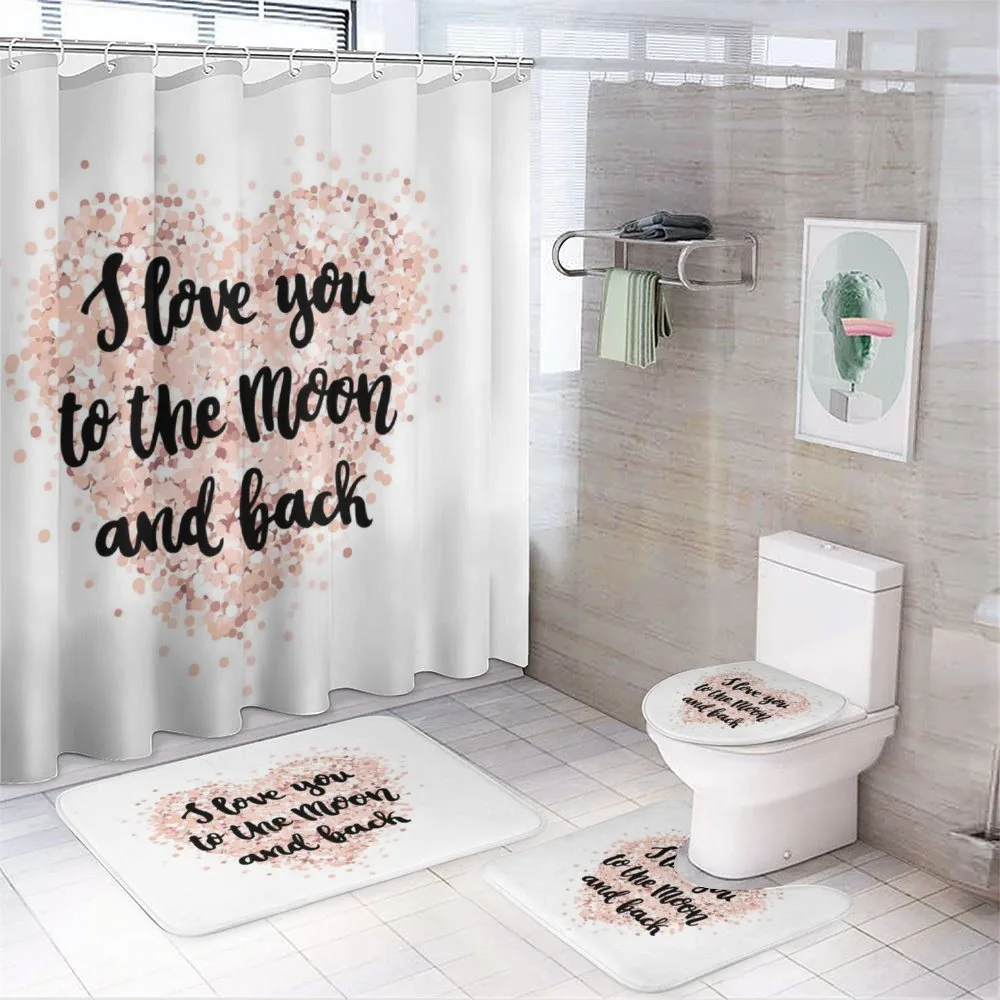Love Words on Dotwork Heart — 4-Piece Bathroom Set preview