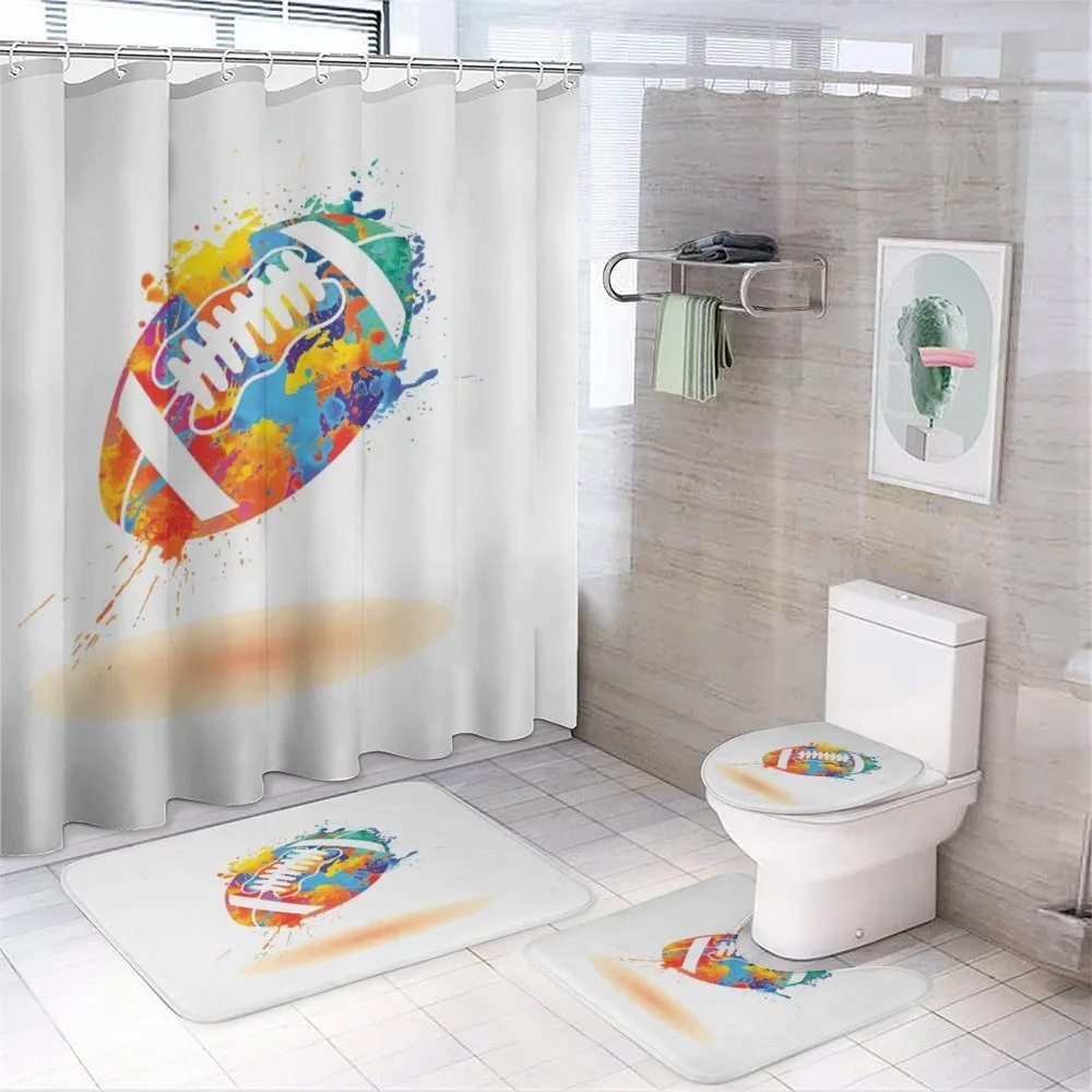 Rugby Ball Splash Effect — 4-Piece Bathroom Set preview
