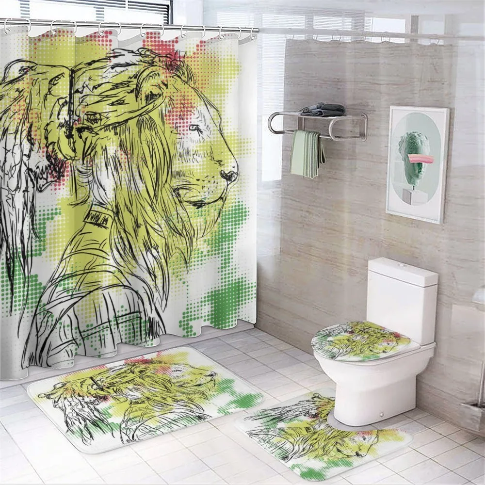 Sketchy Lion Head Digital — 4-Piece Bathroom Set preview