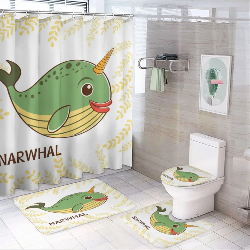 Aquatic Colorful Whale — 4-Piece Bathroom Set preview