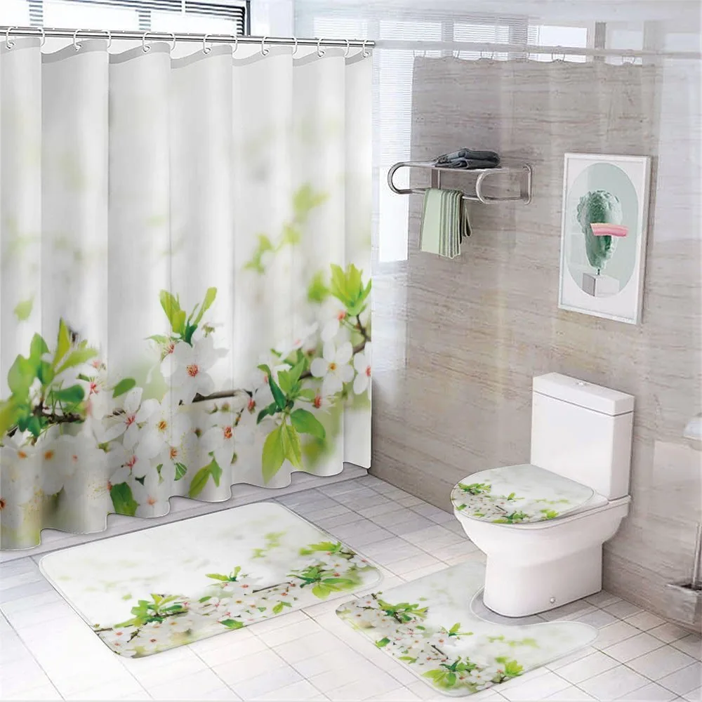 White Spring Blossoms — 4-Piece Bathroom Set preview