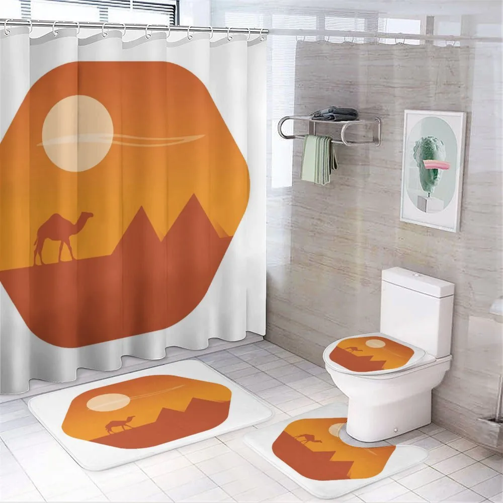 Sun Camel and Pyramids Art — 4-Piece Bathroom Set preview