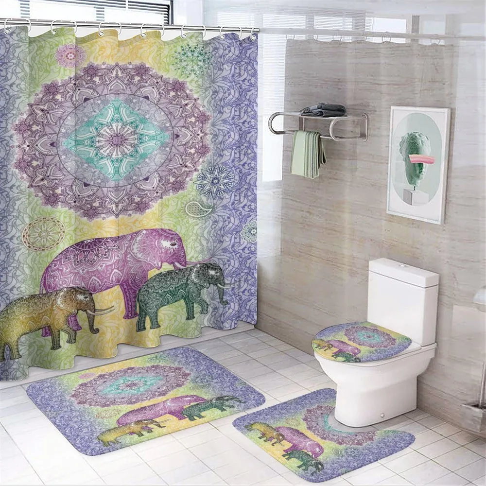 Eastern Elephants Flowers — 4-Piece Bathroom Set preview