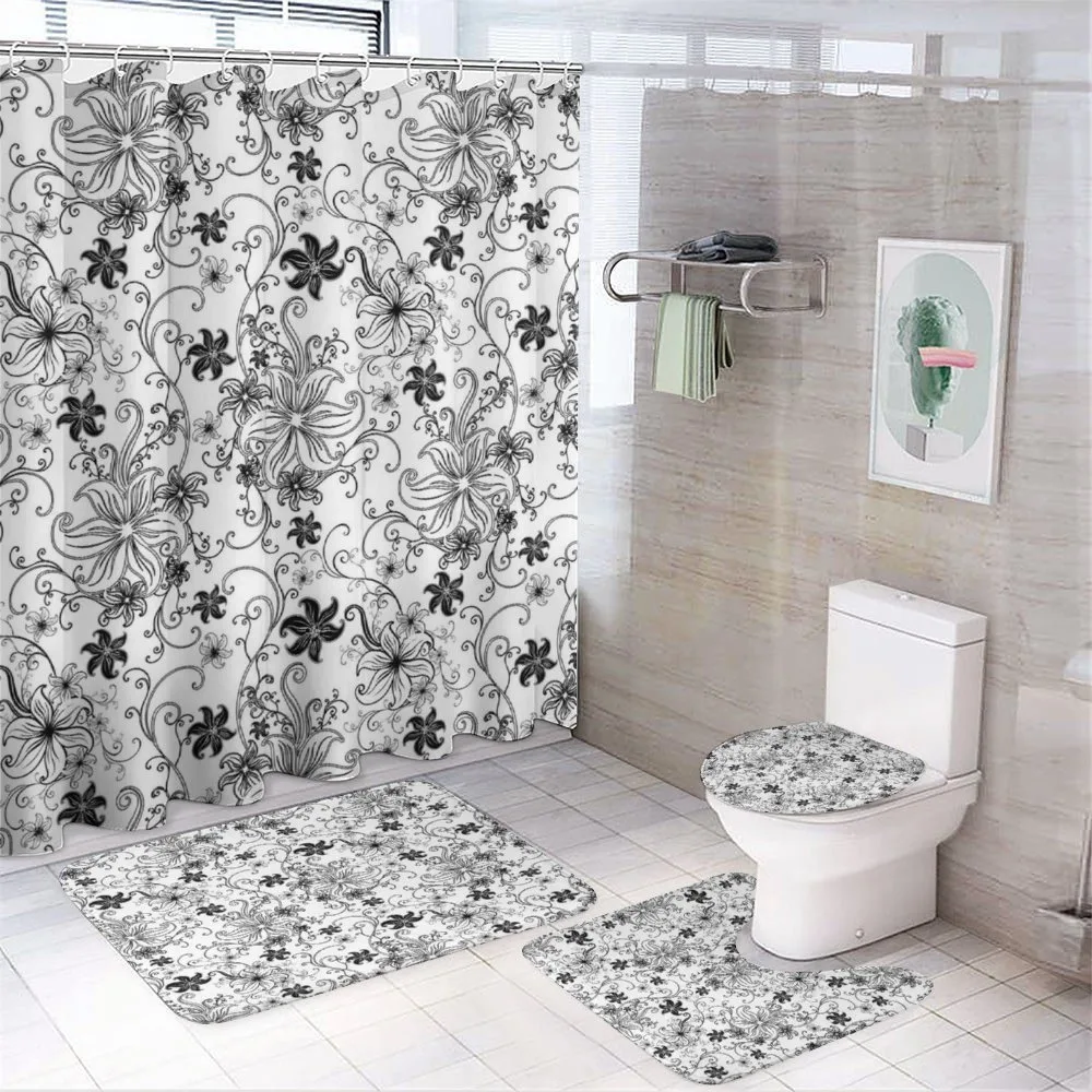 Leaves Twirls Swirls Bud — 4-Piece Bathroom Set preview