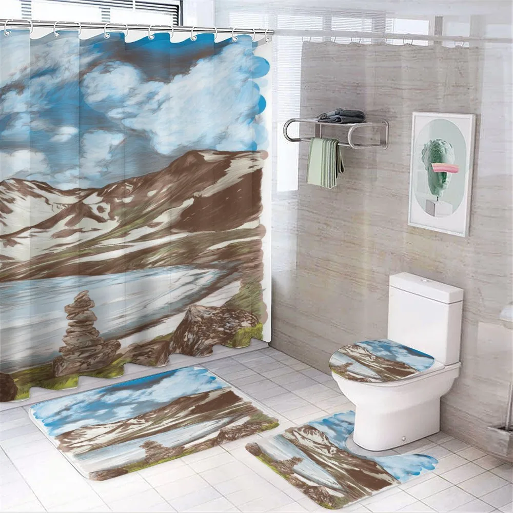 Snowy Mountains and Lake — 4-Piece Bathroom Set preview