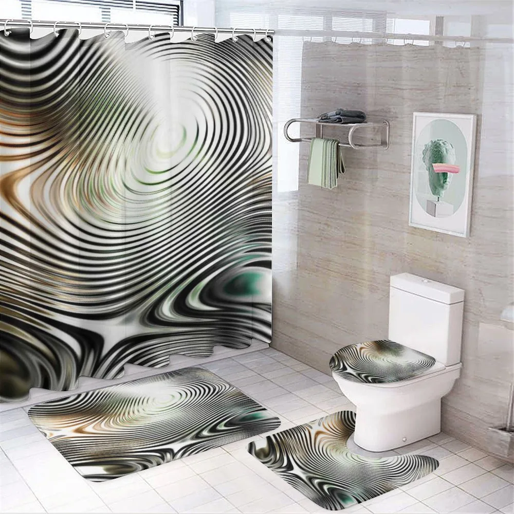 Circle Zebra Stripes — 4-Piece Bathroom Set preview