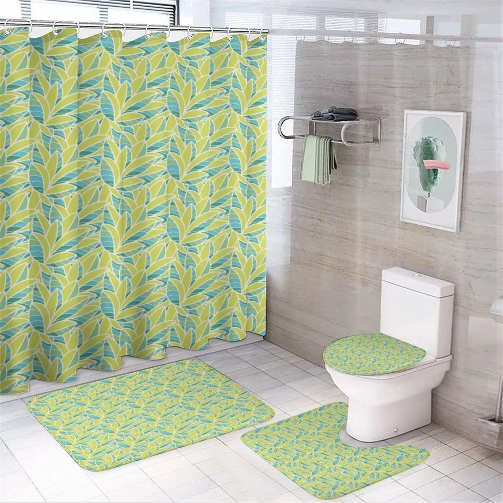 Rhythmic Vivid Leaves Art — 4-Piece Bathroom Set preview