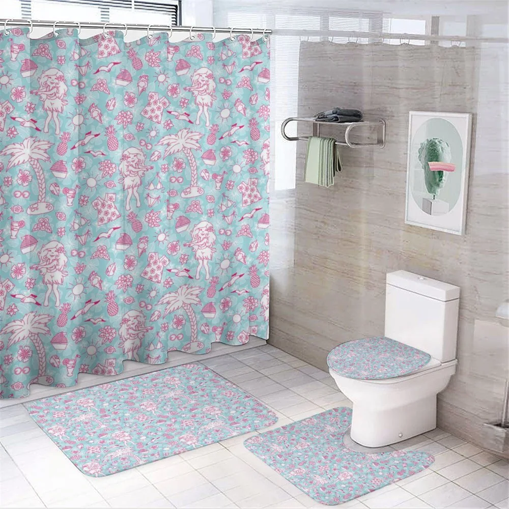 Tropical Doodle Design — 4-Piece Bathroom Set preview