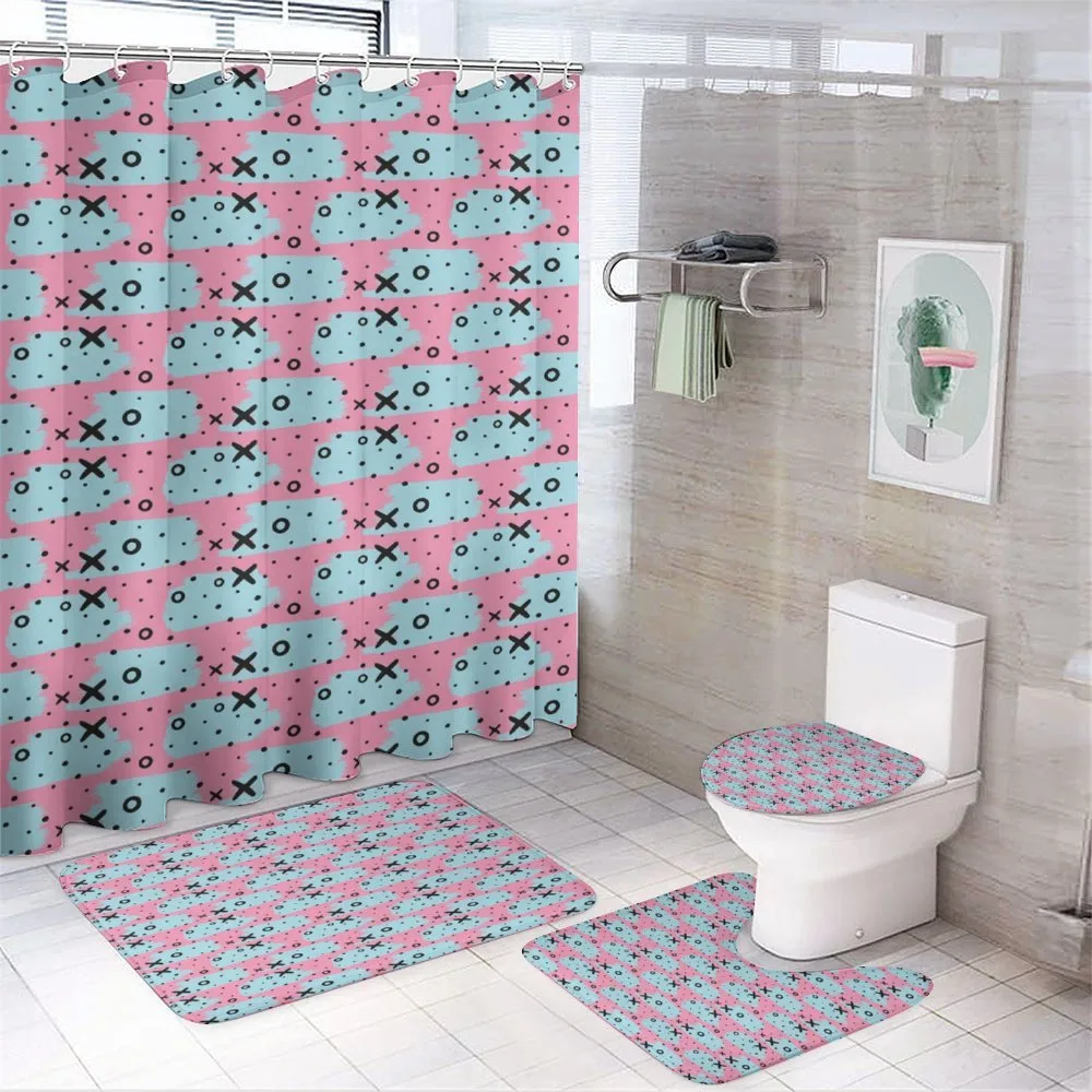 X and O Motifs Spot — 4-Piece Bathroom Set preview