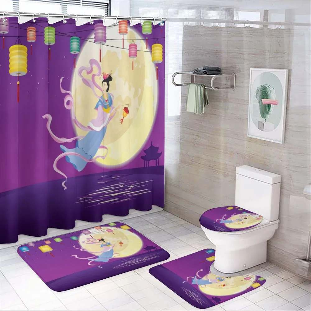 Chinese Woman Cartoon — 4-Piece Bathroom Set preview