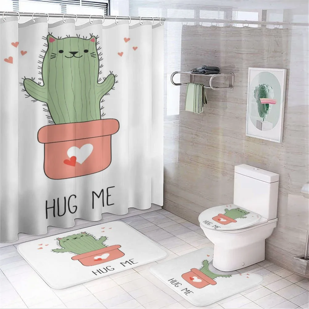 Funny Cactus Shape as Cat — 4-Piece Bathroom Set preview