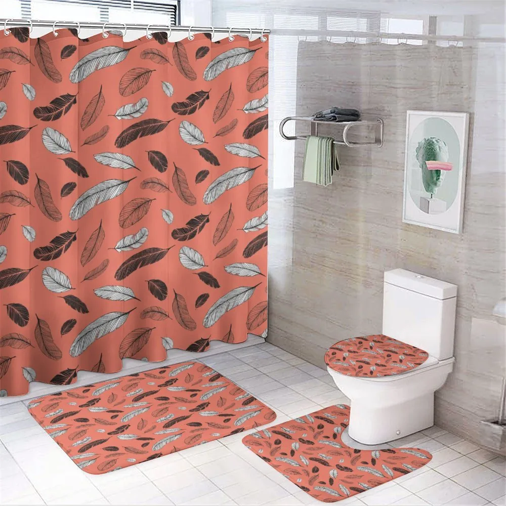 Bohemian Hand Drawn Feathers — 4-Piece Bathroom Set preview