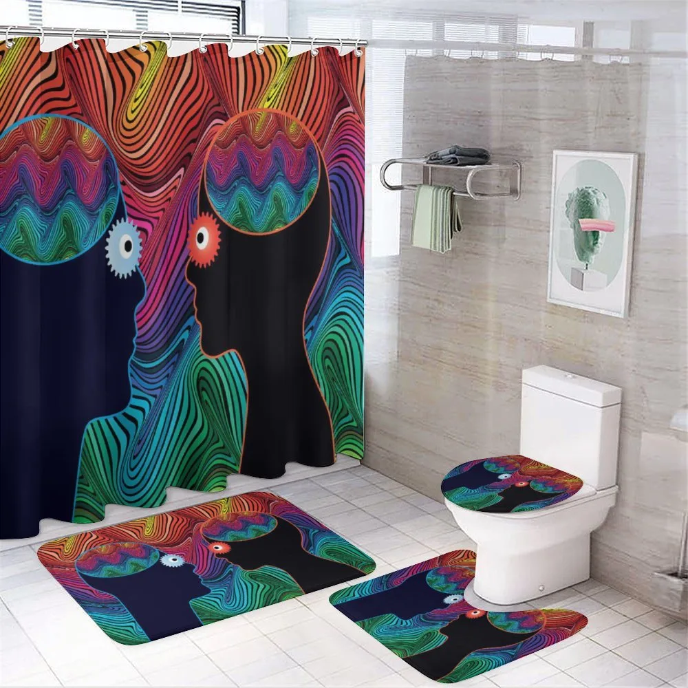 Floral Eyes and Stripe — 4-Piece Bathroom Set preview