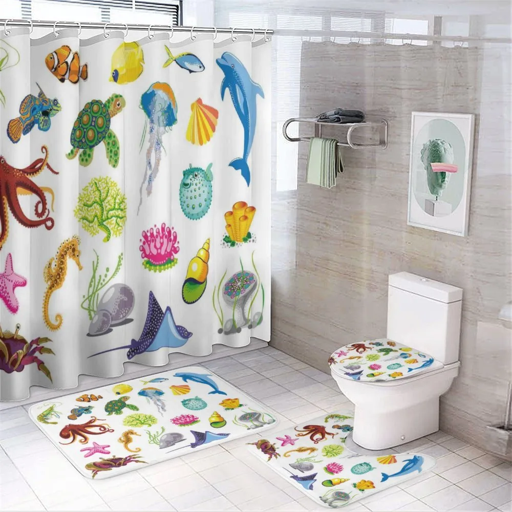 Sea Animals Octopus Fish — 4-Piece Bathroom Set preview