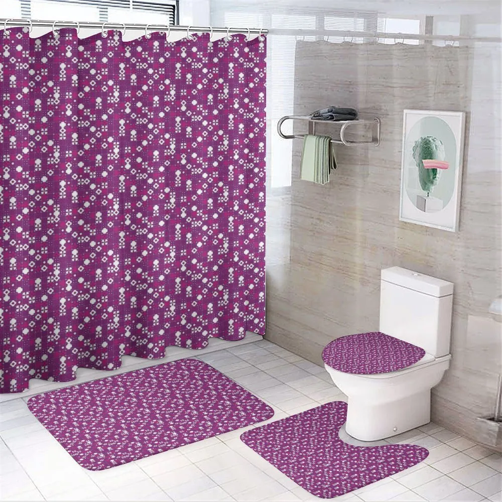Tile Design Purple Shades — 4-Piece Bathroom Set preview