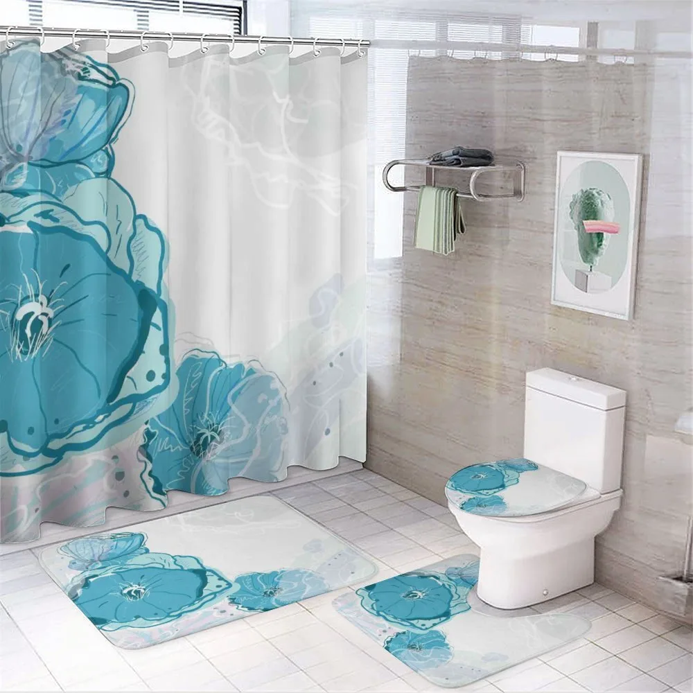 Blue Spring Blossoms — 4-Piece Bathroom Set preview