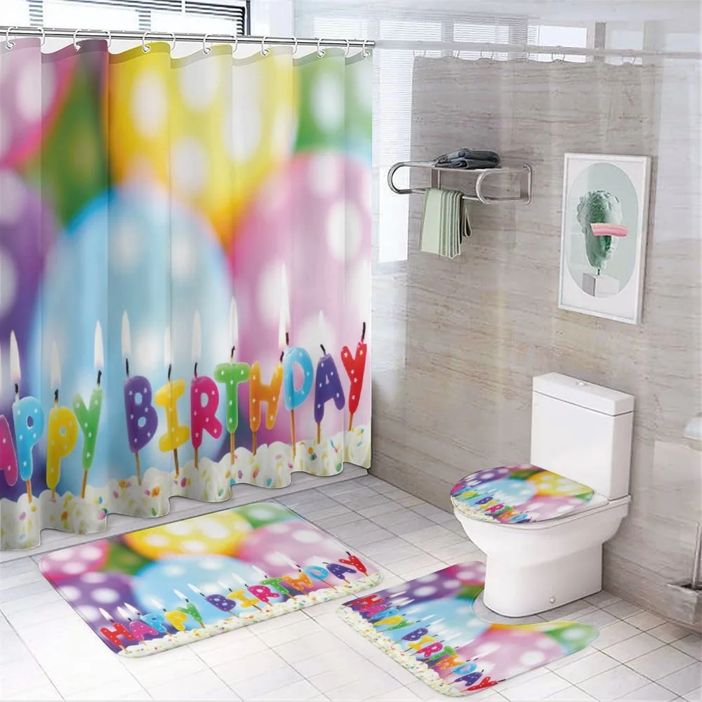 Candle on Party Cake — 4-Piece Bathroom Set preview