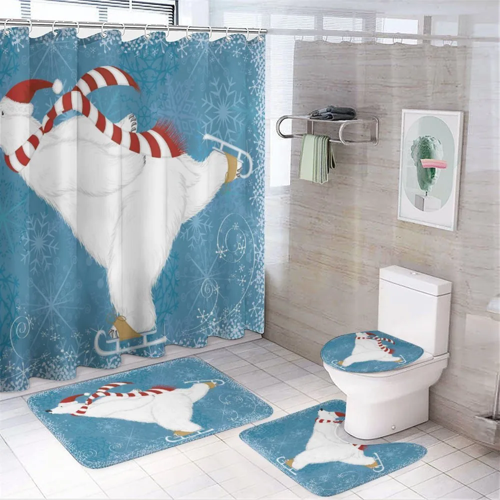 Ice Skating Polar Bear — 4-Piece Bathroom Set preview