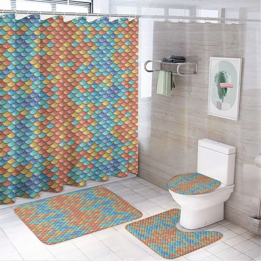 Abstract Mermaid Pattern — 4-Piece Bathroom Set preview
