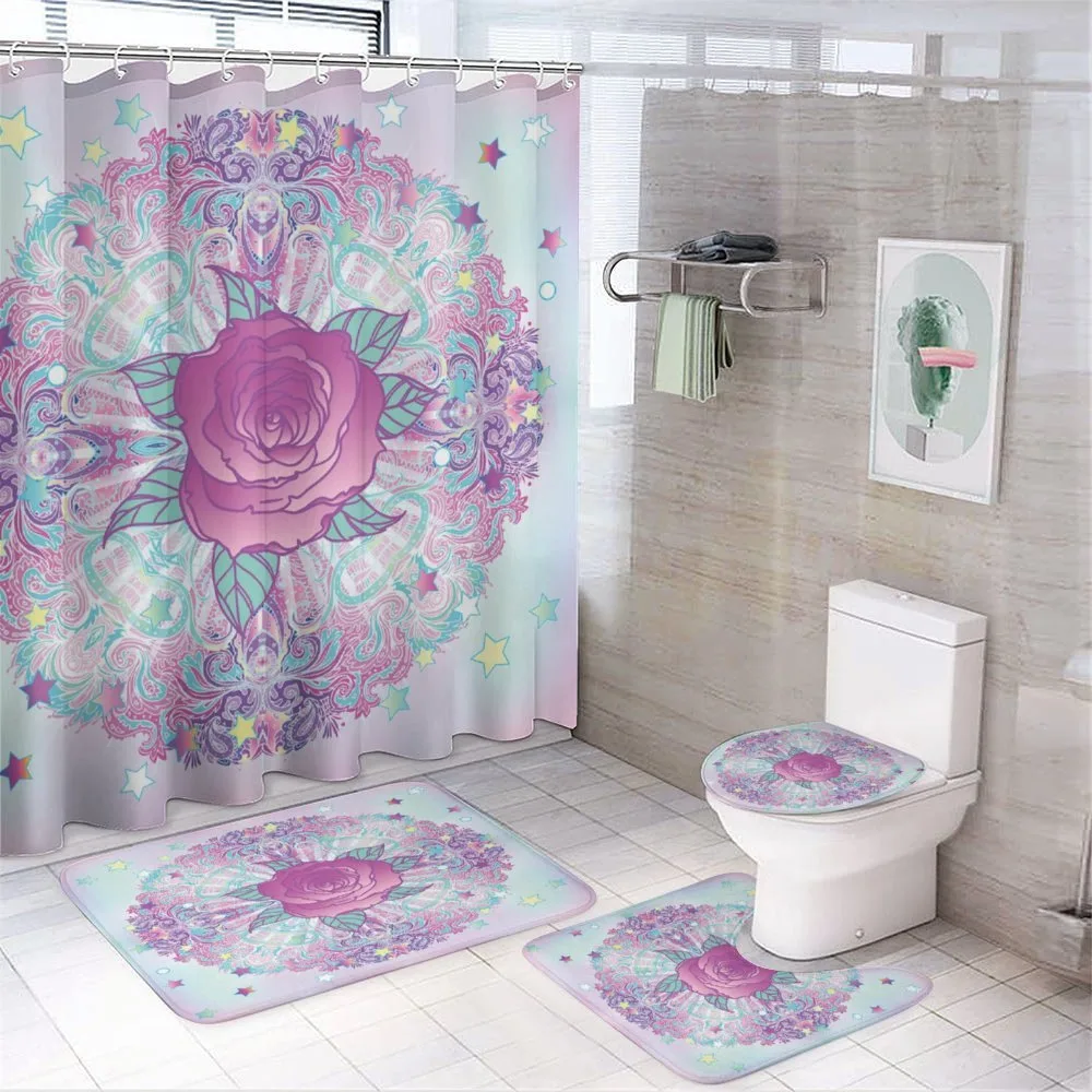 Psychedelic Rose Mandala — 4-Piece Bathroom Set preview