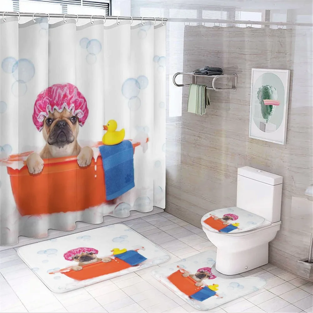 Dog Having a Bath Tub — 4-Piece Bathroom Set preview