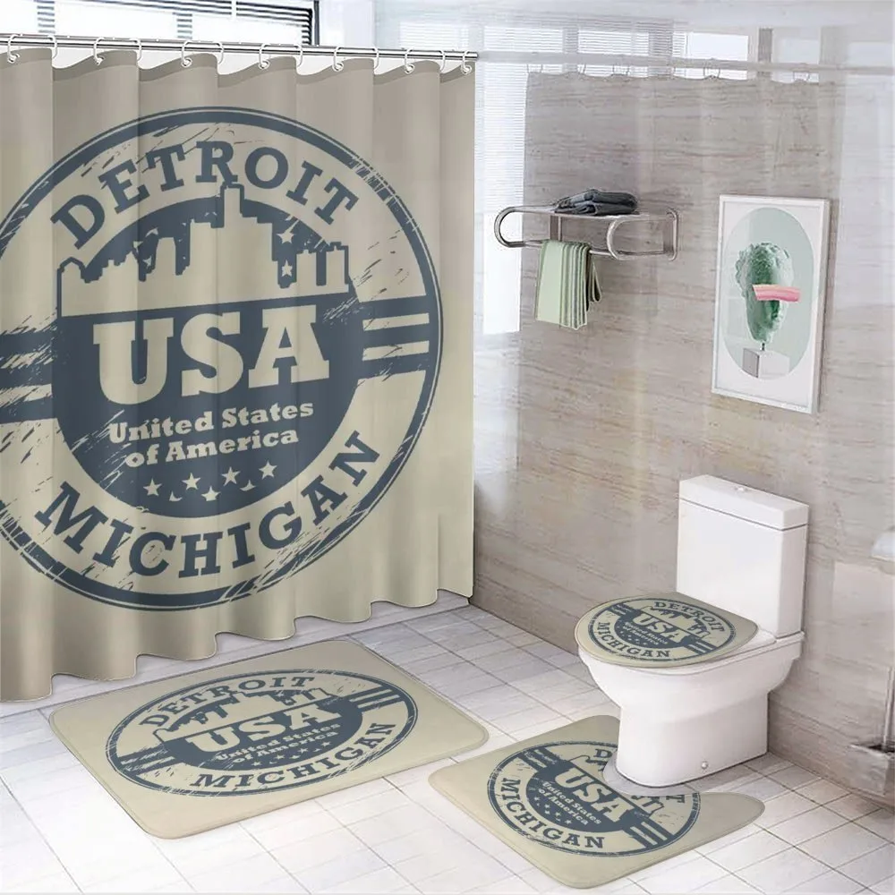 Detroit Michigan Stamp — 4-Piece Bathroom Set preview
