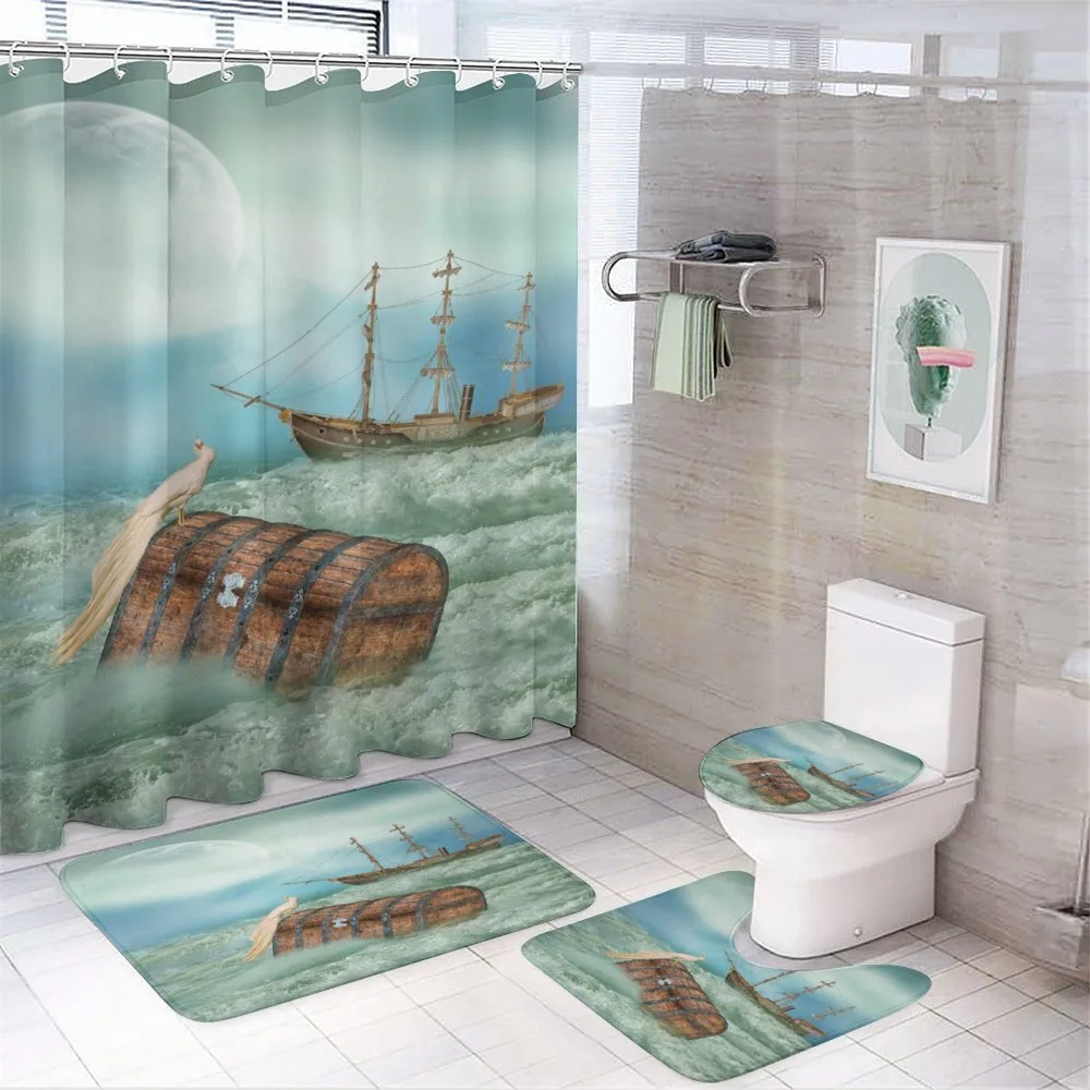 Old Trunk Ocean Waves — 4-Piece Bathroom Set preview