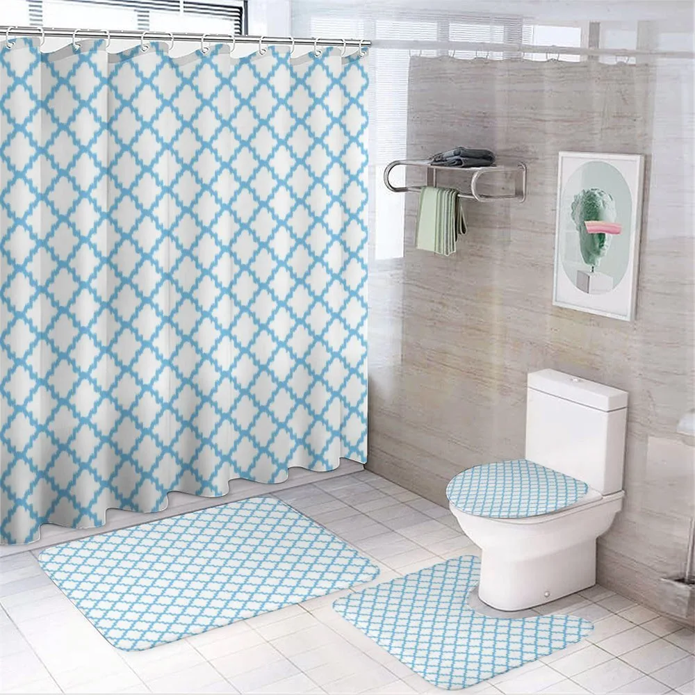 Blue Ikat Trellis — 4-Piece Bathroom Set preview
