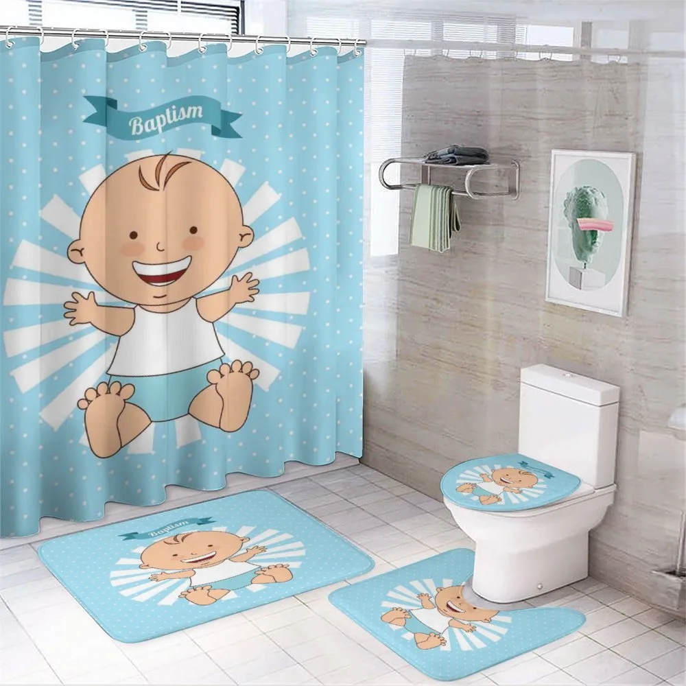 Happy Boy on Stripes — 4-Piece Bathroom Set preview