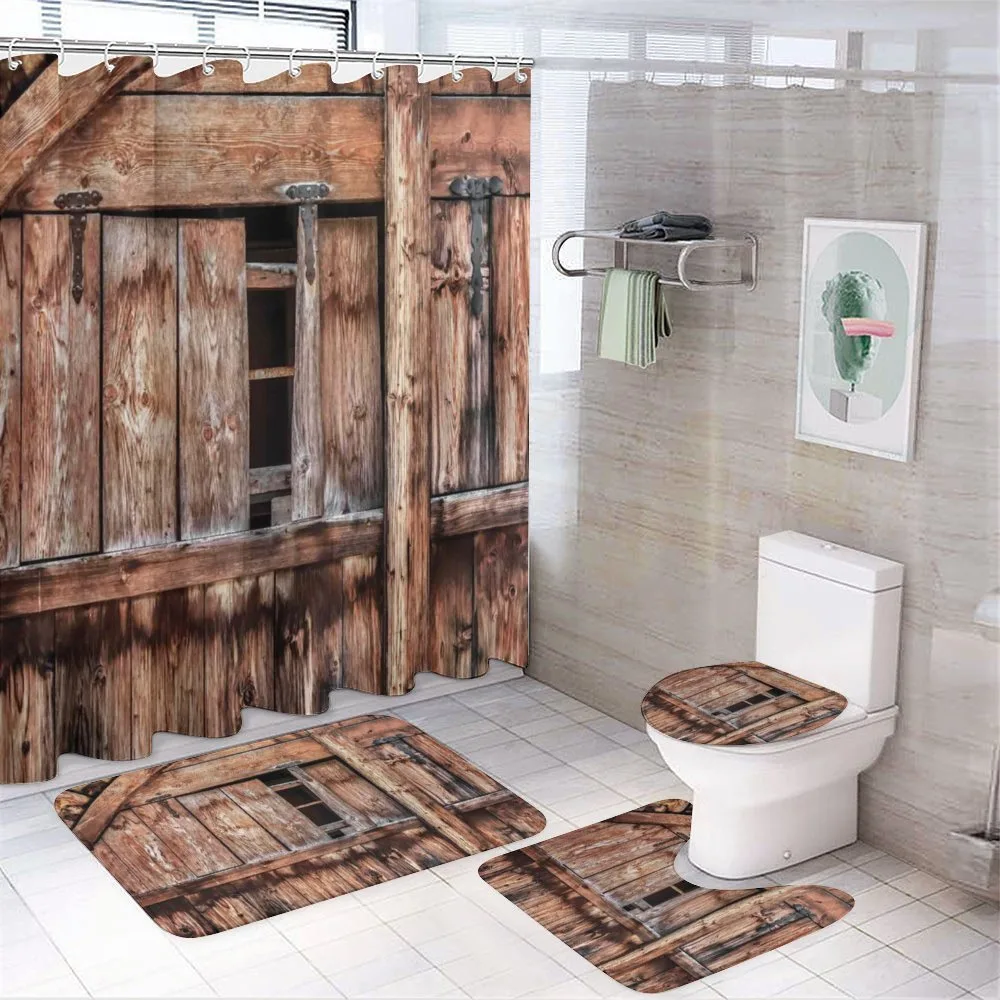 Oak Abandoned Barn Door — 4-Piece Bathroom Set preview
