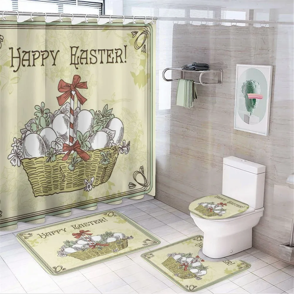 Vintage Ribbon Basket Eggs — 4-Piece Bathroom Set preview
